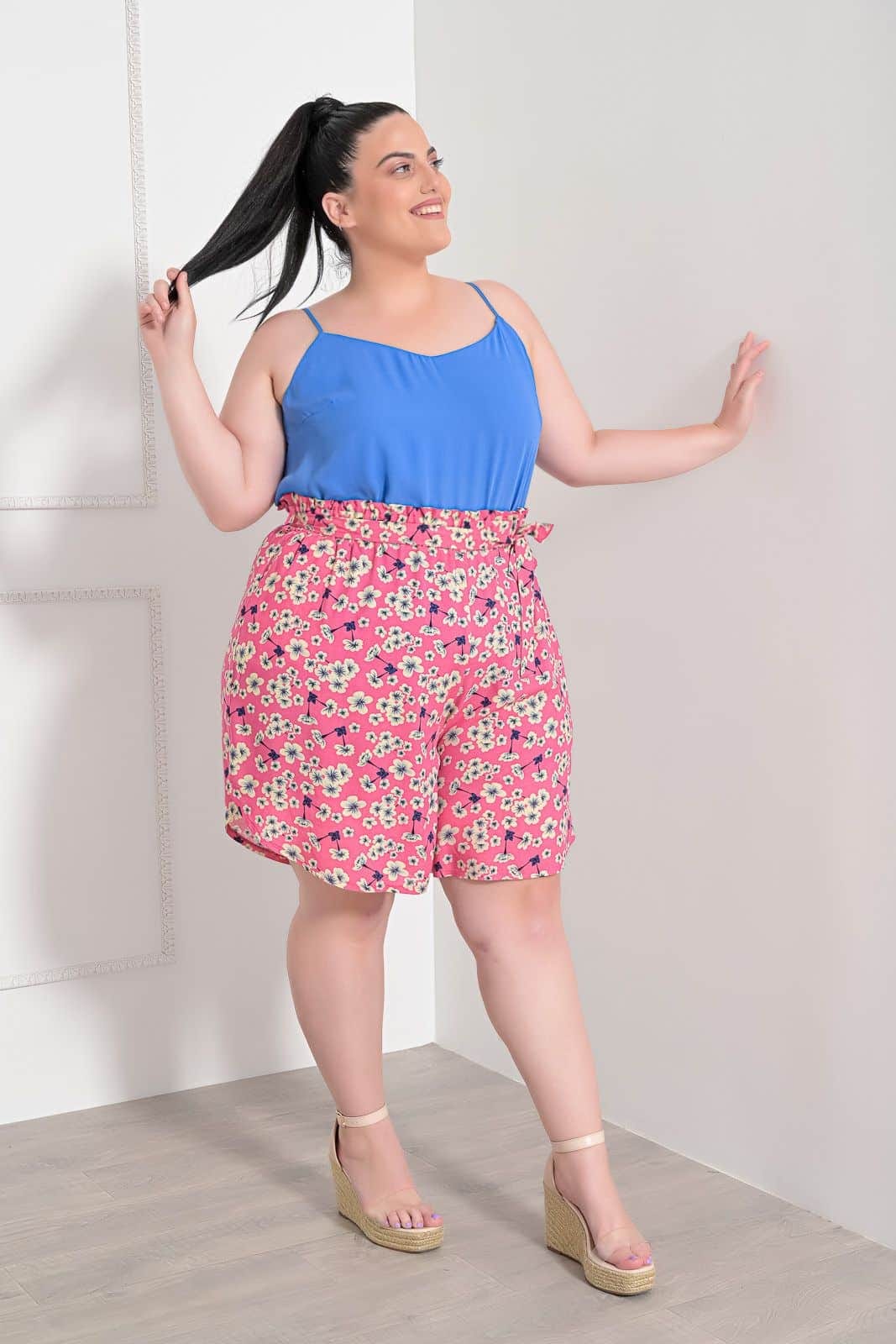 Plus Size Φούξια Σορτς