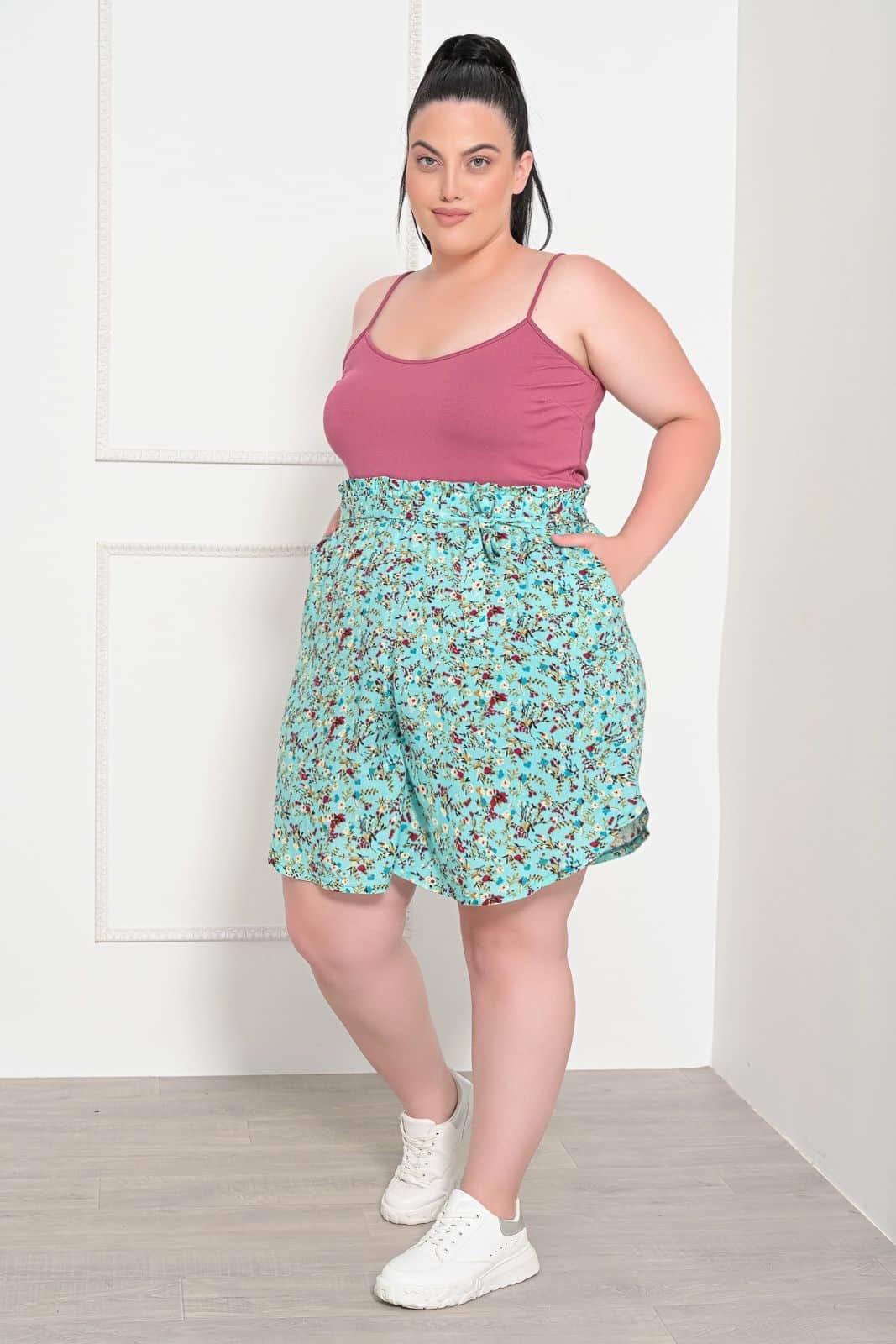Plus Size Τιρκουάζ Σορτς