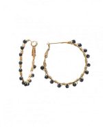 Σκουλαρίκια Black Onyx Dots Hoops M Χρυσό