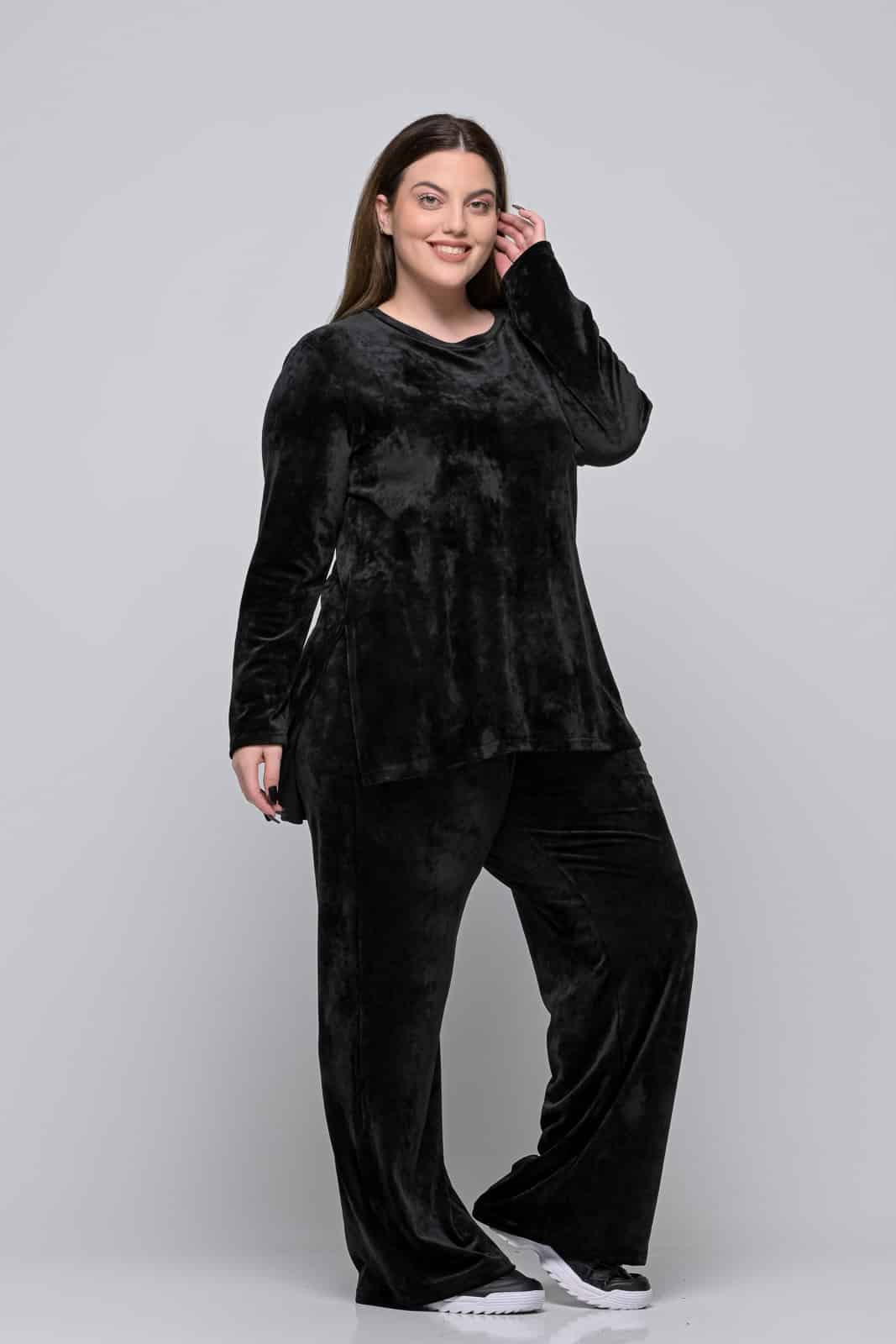 plus size βελουτέ μπλούζα