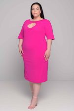 Φόρεμα φούξια midi ελαστικό - Image 2