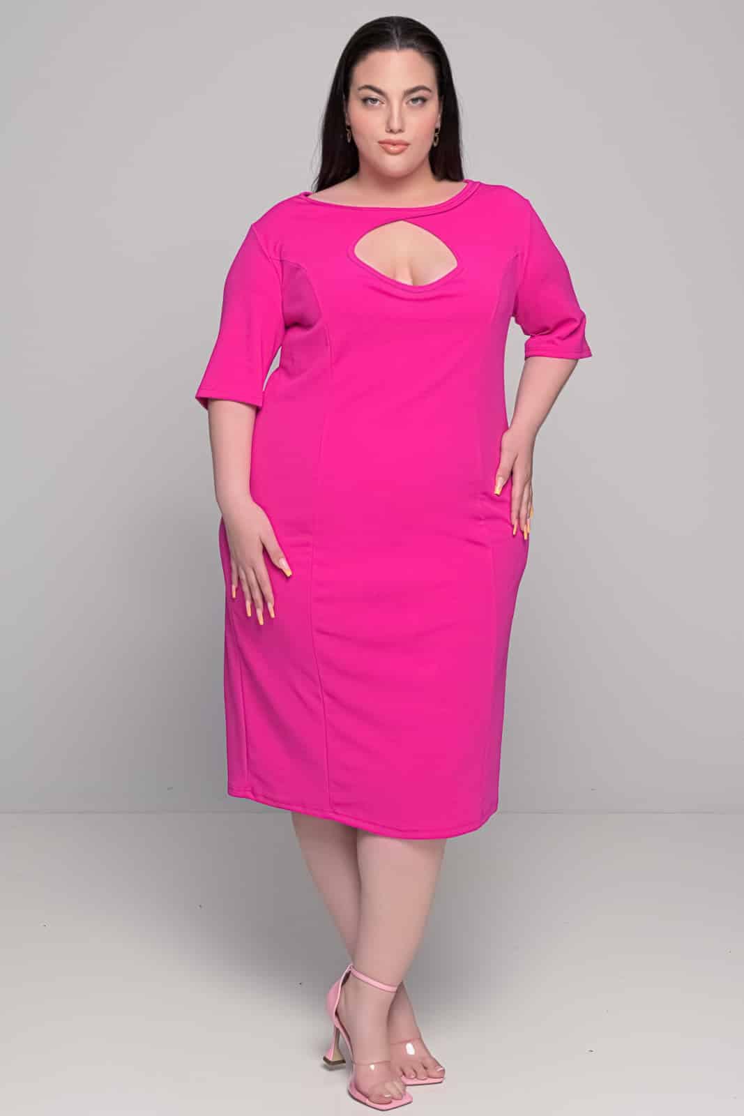 DSC_0277-product Φόρεμα φούξια midi ελαστικό - Image 1