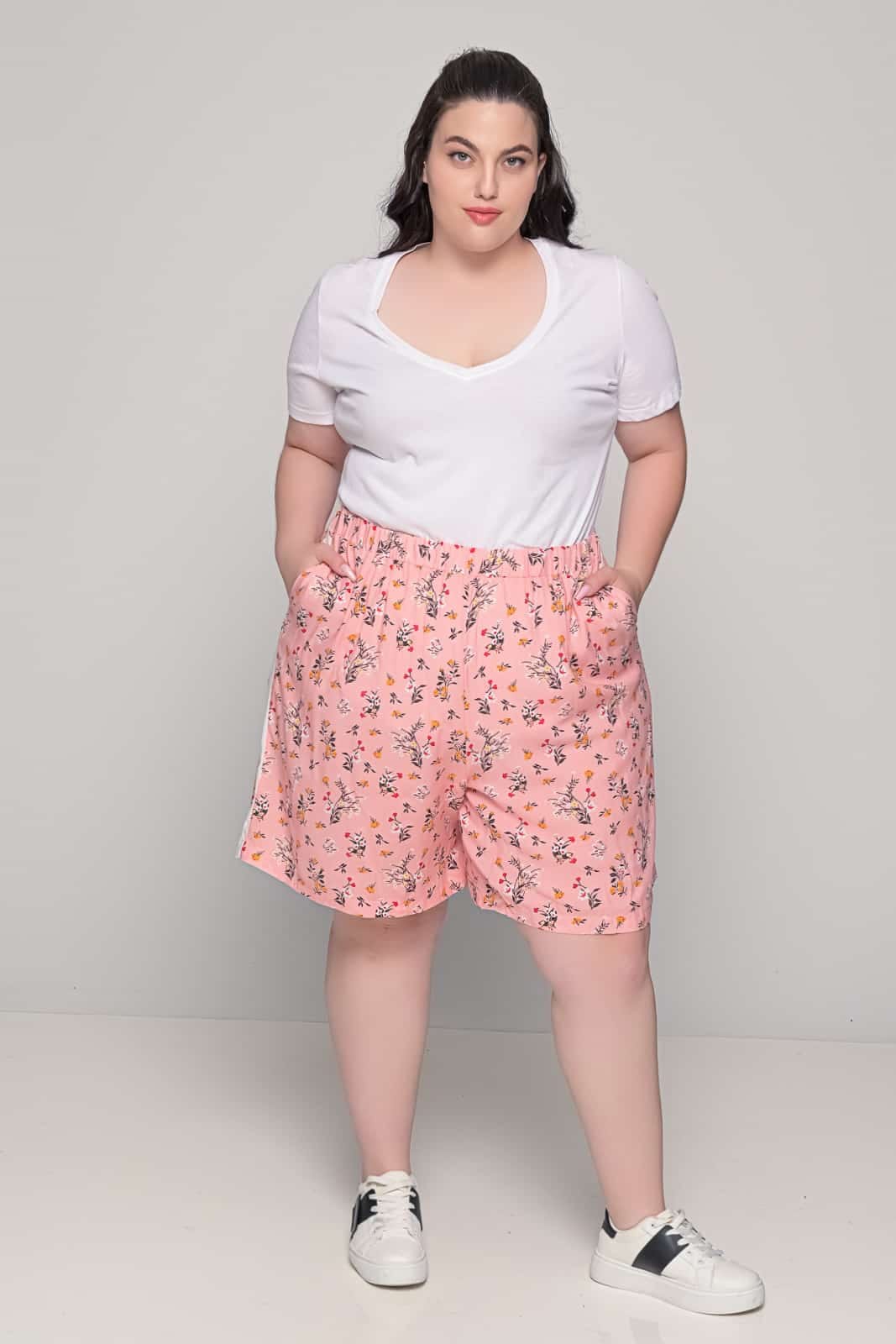 Plus Size Ροζ Σορτς