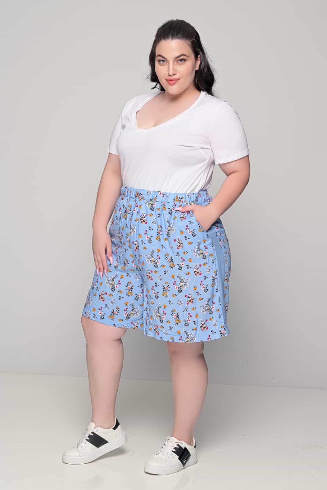 Plus Size Γαλάζιο Σορτς