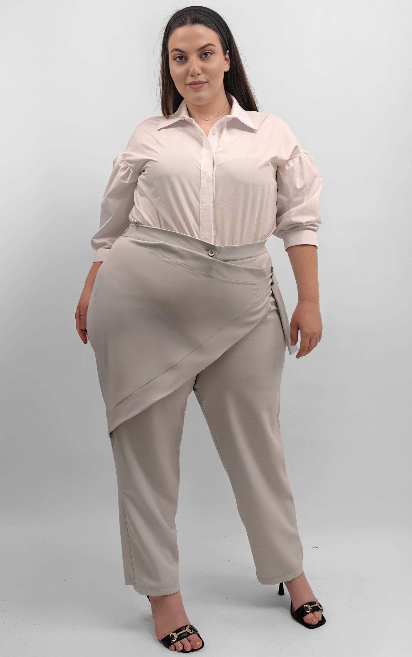 Plus Size Γκρι Παντελόνι