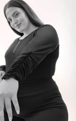 Plus size μαύρη μπλούζα με φερμουάρ στο στήθος