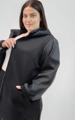 Plus size μακρύ μαύρο πανωφόρι