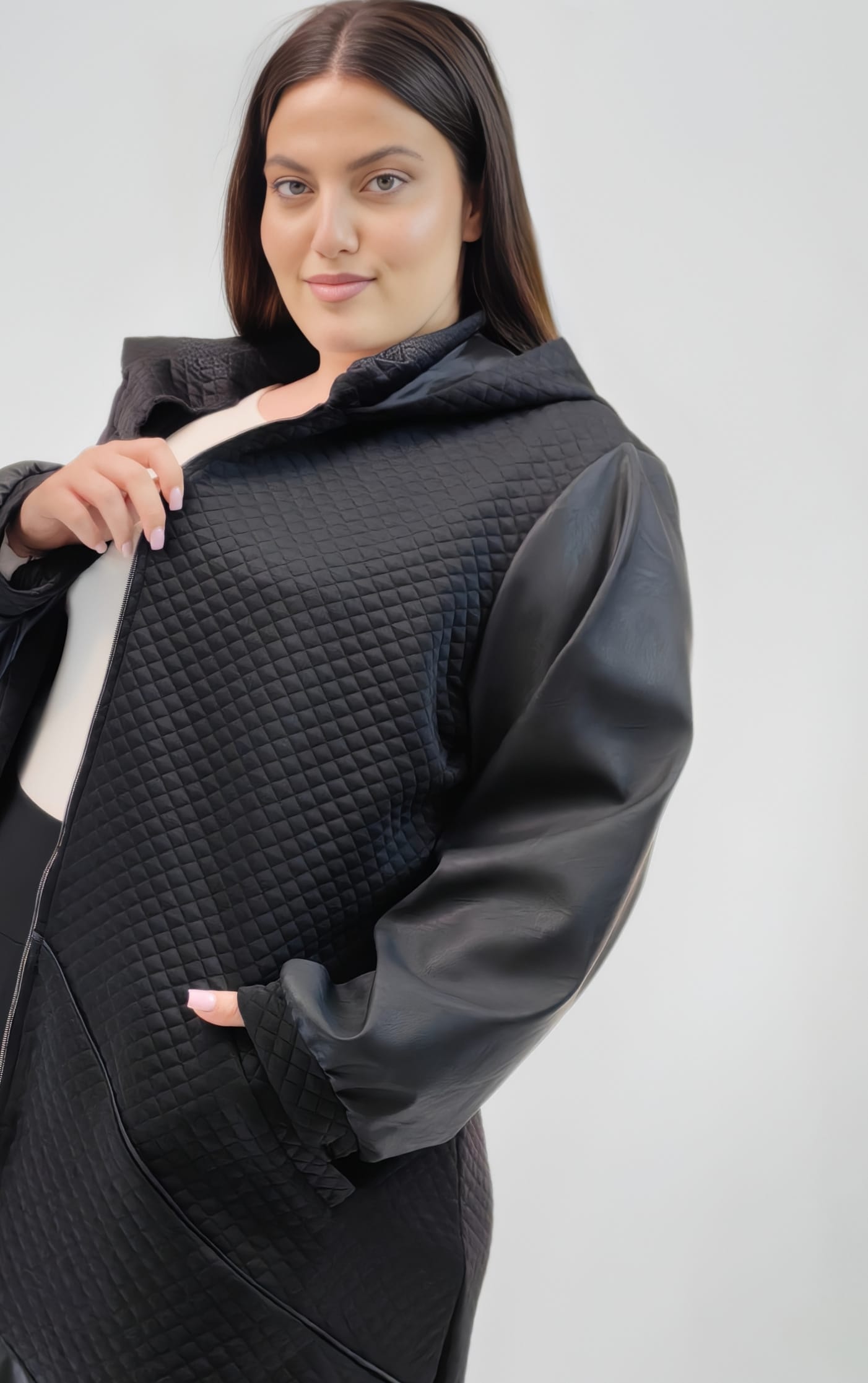 Plus size μακρύ μαύρο πανωφόρι
