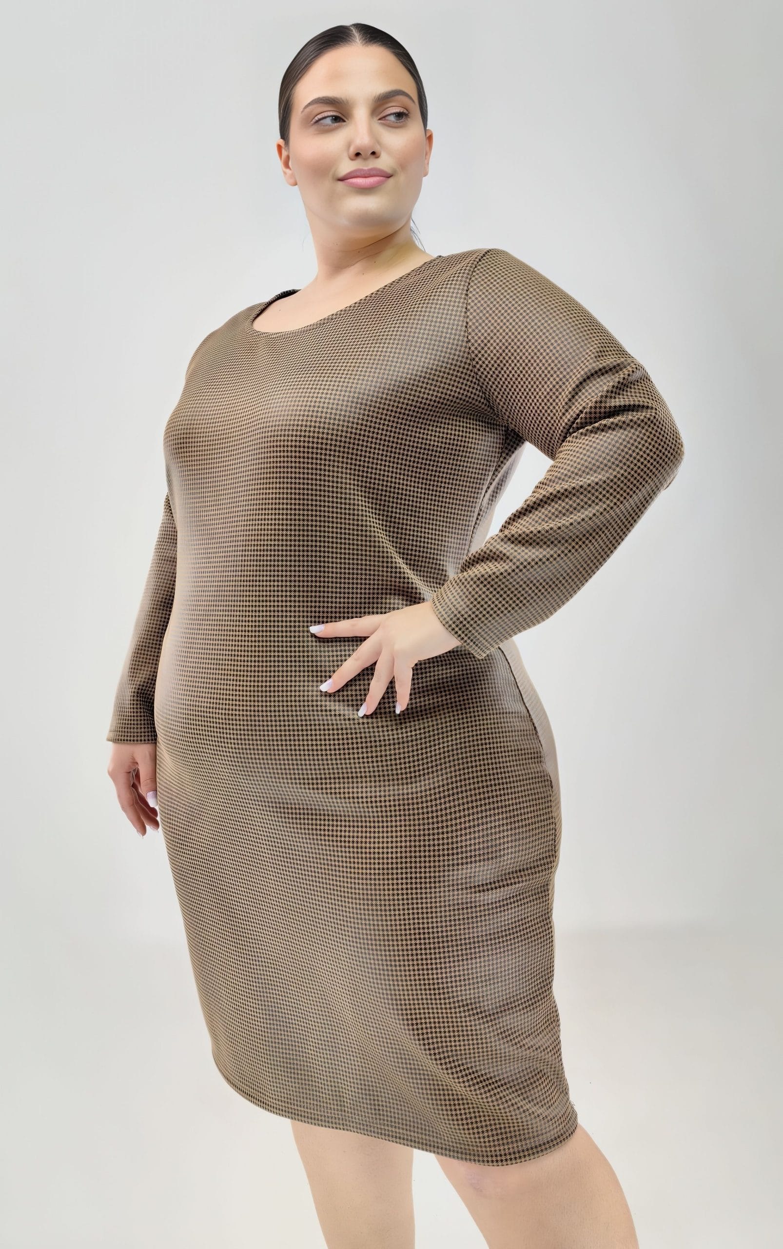 Plus size φόρεμα pied de poule