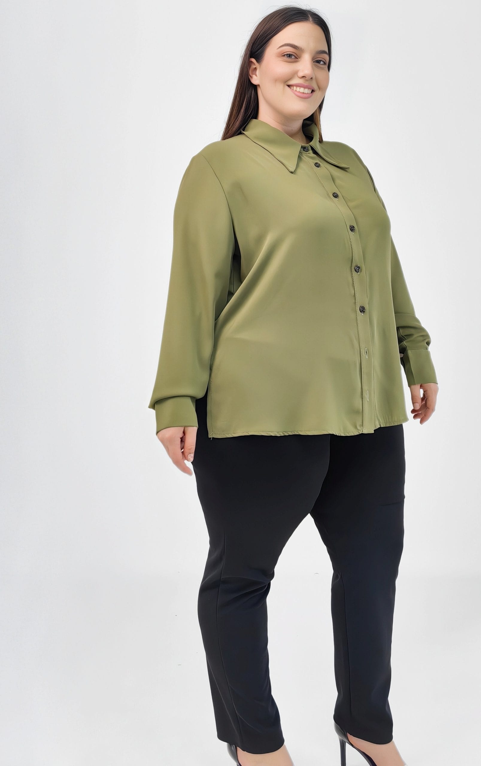 Plus size πουκάμισο χακί