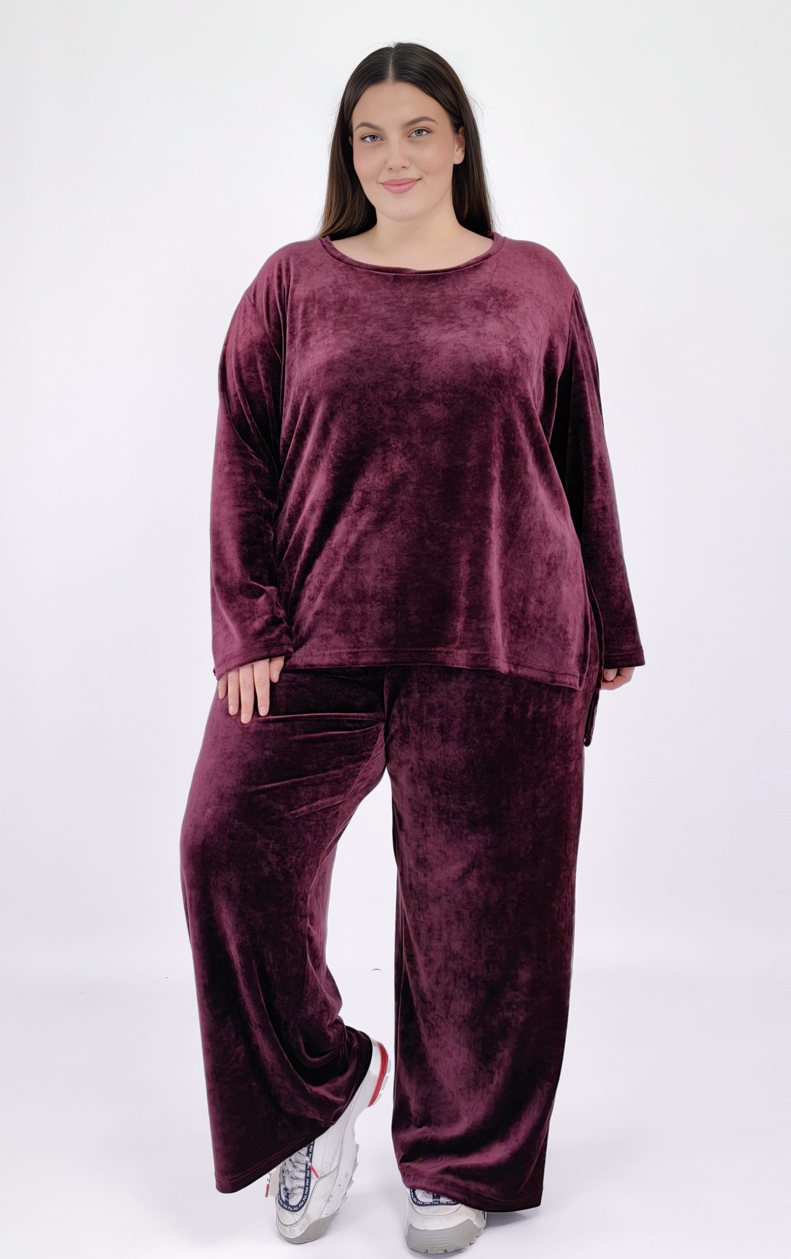 plus size βελουτέ παντελόνα