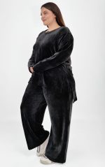 plus size βελουτέ μπλούζα