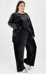 plus size βελουτέ παντελόνα