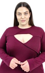 Plus size δαμασκηνί ριπ μπλούζα