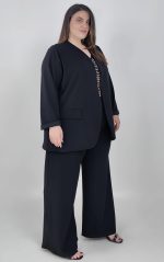 Plus Size μαύρη ζακέτα από κρεπ