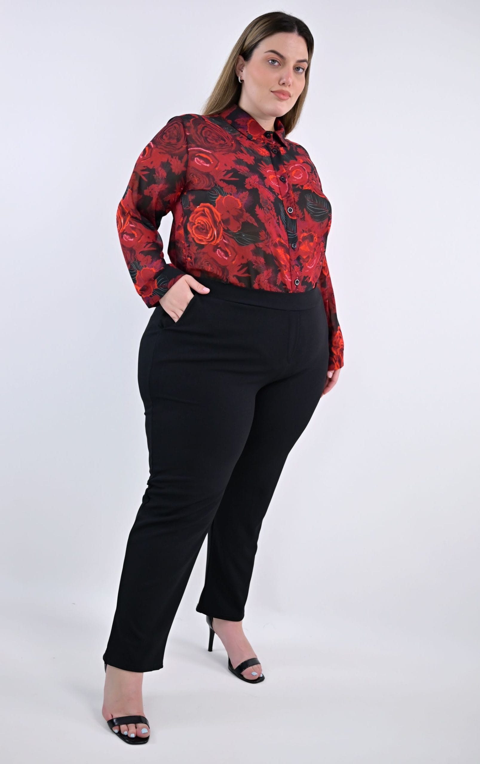 Plus Size Μαύρο Παντελόνι Scuba Crepe