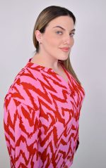 Πουκάμισο Plus Size από Ζορζέτα με Μάο Γιακά & Abstract Print