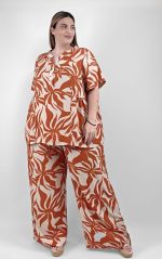 Παντελόνα Τερακότα με Tropical Print - Image 6