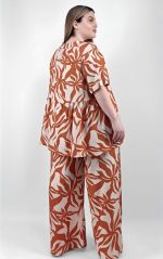 Παντελόνα Τερακότα με Tropical Print - Image 8