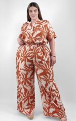 Plus Size Παντελόνα Τερακότα Tropical – Άνετη & Στυλάτη | PSX Fashion