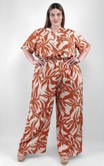 Παντελόνα Τερακότα με Tropical Print - Image 3