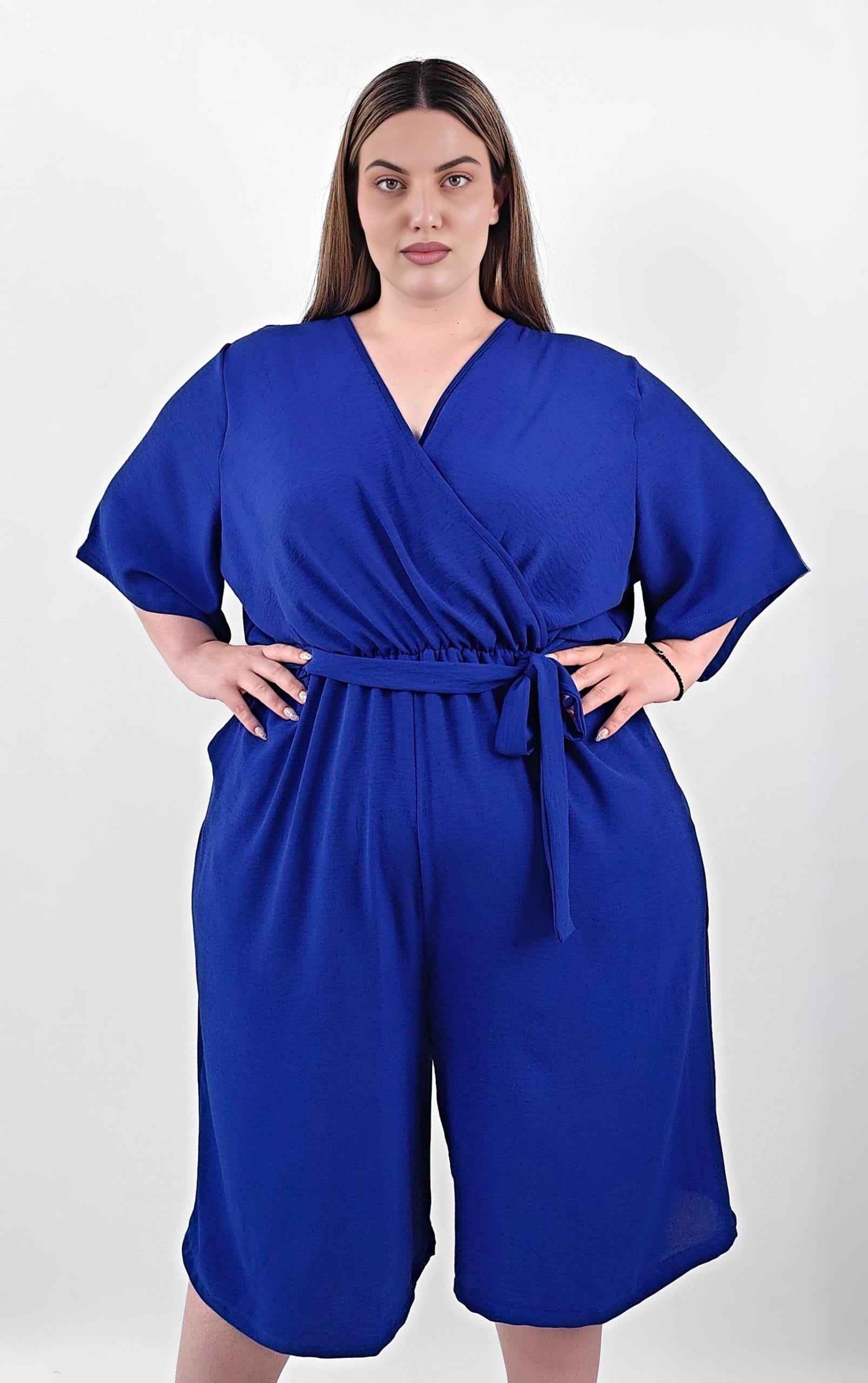 Plus size ρουά ολόσωμη βερμούδα με ελαστικό ύφασμα – PsX Fashion