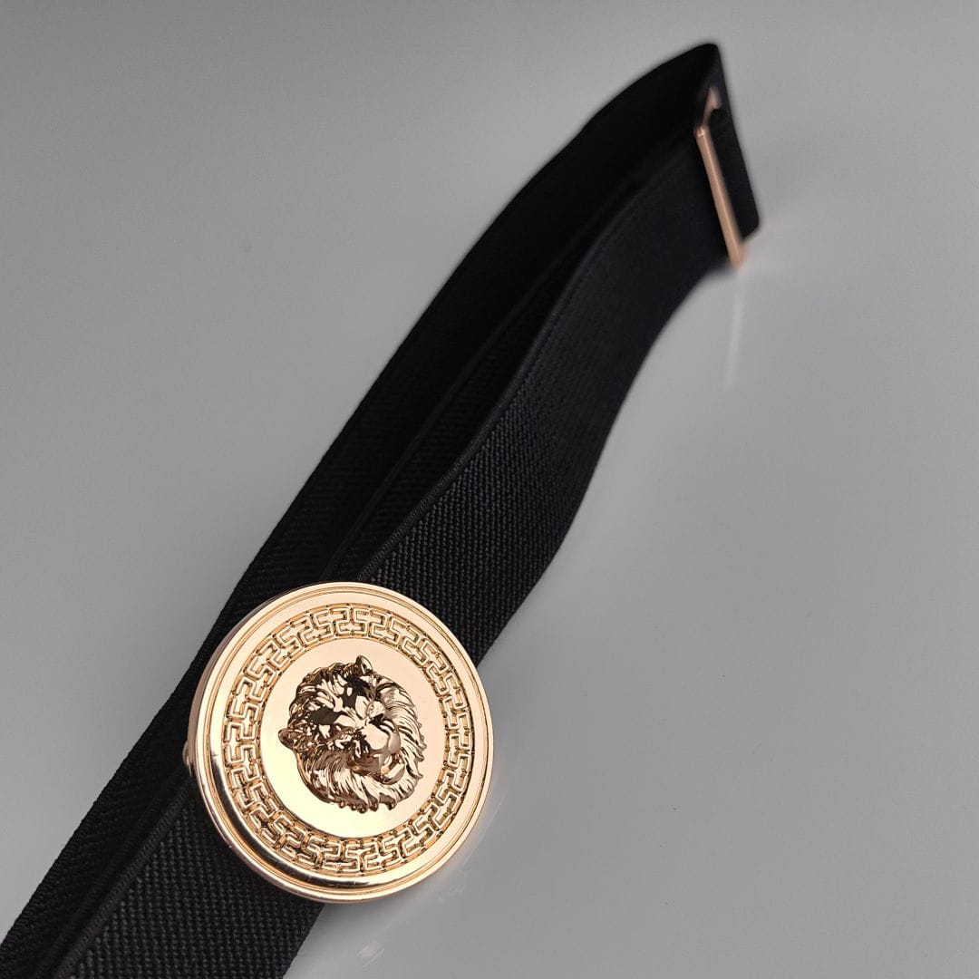 Ζώνη μεγάλα μεγέθη με λάστιχο μαύρη και ασημί τρούκς