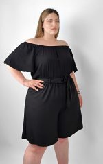 Plus Size Σορτς Μαύρο Με Ζώνη Και Λάστιχο
