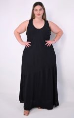 Μάξι Μαύρο Φόρεμα Αμάνικο - Image 2