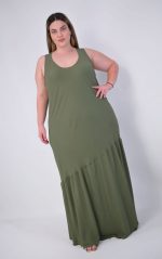 Μάξι Φόρεμα Χακί Αμάνικο - Image 2