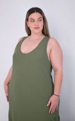 Μάξι Φόρεμα Χακί Αμάνικο - Image 5