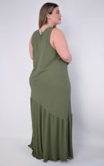 Μάξι Φόρεμα Χακί Αμάνικο - Image 4