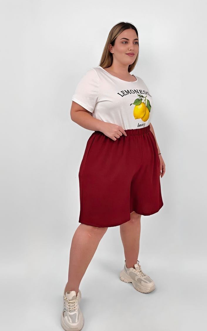 Plus Size Σορτς Mπορντό