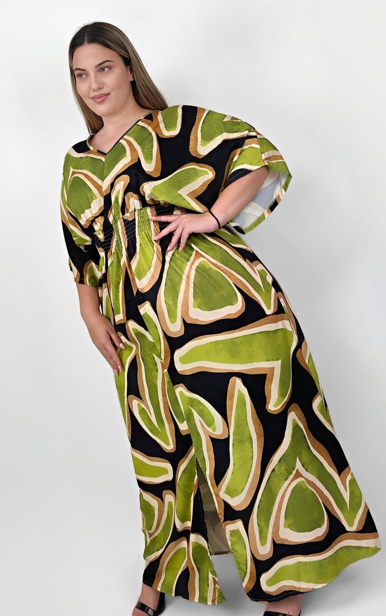 φόρεμα με λεκιασμένο μαύρο εμπριμέ σχέδιο