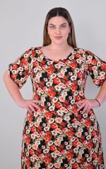 Μάξι Φόρεμα Βισκόζη Μαύρο-Κόκκινο - Image 8