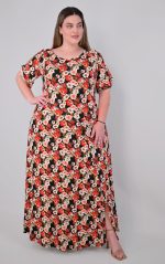 Μάξι Φόρεμα Βισκόζη Μαύρο-Κόκκινο - Image 4