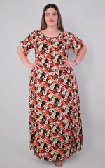 Μάξι Φόρεμα Βισκόζη Μαύρο-Κόκκινο - Image 3