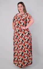 Μάξι Φόρεμα Βισκόζη Μαύρο-Κόκκινο - Image 2