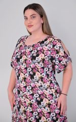 Μάξι Φόρεμα Μαύρο-Μωβ - Image 7