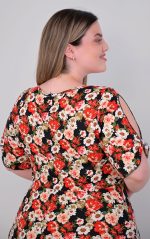 Μάξι Φόρεμα Βισκόζη Μαύρο-Κόκκινο - Image 11