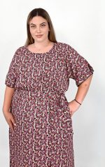 Φόρεμα Ροζ Μπεζ Φλοράλ με Ζώνη - Image 5