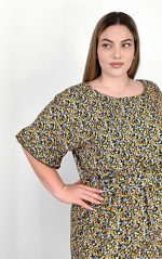 Φόρεμα Floral σε Κίτρινους και Μπλε Τόνους με Ζώνη - Image 5