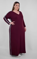 Μπορντό Αθλητικό Φόρεμα Με Ρίγα - Image 3