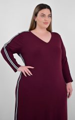 Μπορντό Αθλητικό Φόρεμα Με Ρίγα - Image 5