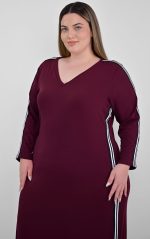 Μπορντό Αθλητικό Φόρεμα Με Ρίγα - Image 6