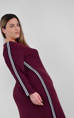 Plus Size Μπορντό Αθλητικό Φόρεμα Με Ρίγα