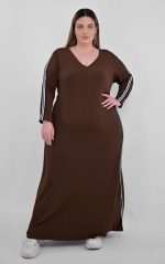 Καφέ Αθλητικό Φόρεμα με Ρίγα - Image 3