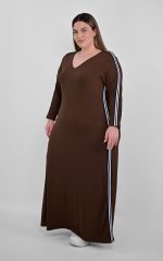 Καφέ Αθλητικό Φόρεμα με Ρίγα - Image 2