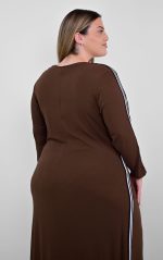 Καφέ Αθλητικό Φόρεμα με Ρίγα - Image 7