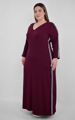 Μπορντό Αθλητικό Φόρεμα Με Ρίγα - Image 2